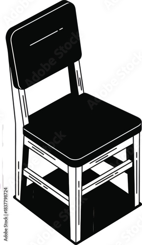 Wooden chair silhouette vector illustration
