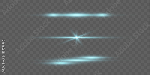 Azure neon line glows with delicate flare diffusion and fine shimmering reflections. Bright cool radiance creates a smooth flowing shine. Blue neon line vector.