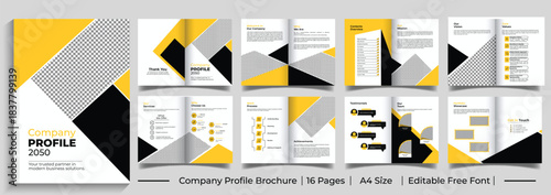 Modern creative brochure template layout design, 16-page corporate brochure editable template, minimal business company profile brochure design