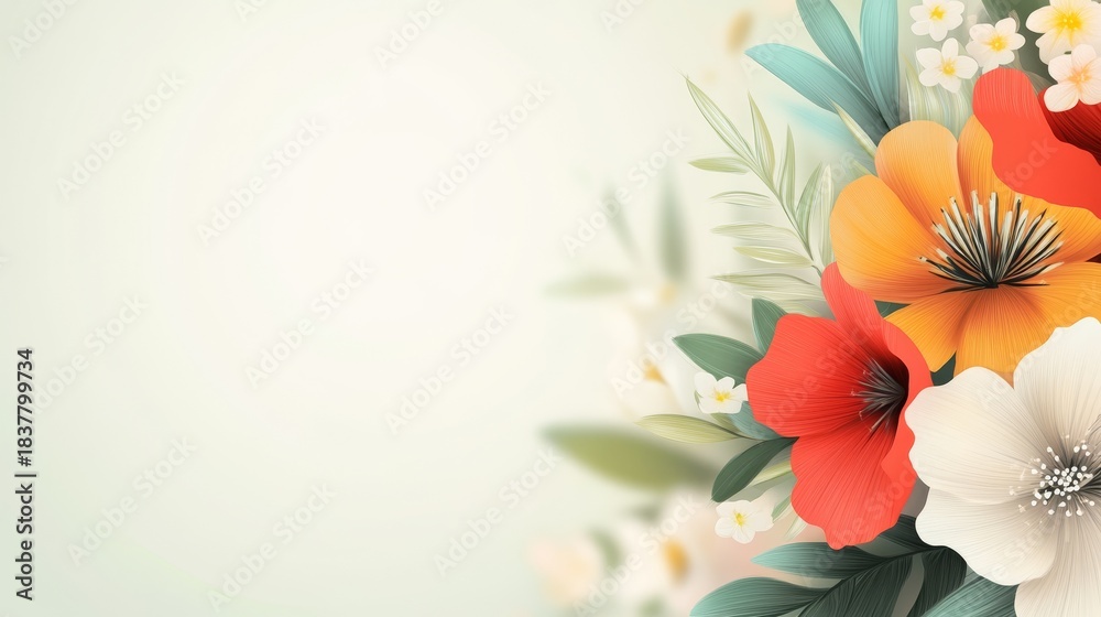 Naklejka premium Vibrant floral bouquet arrangement on serene light green background perfect for home decor and gifting.