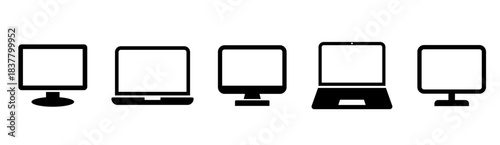 Laptop, monitor pc icon symbol on white background. Computer icon logo