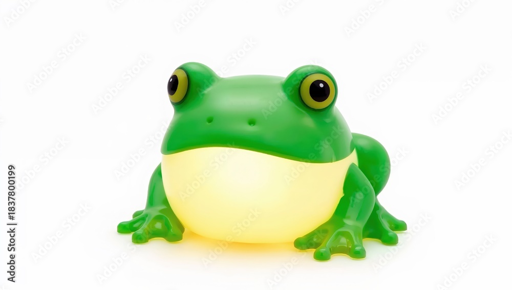 Obraz premium Cute green frog night light for childrens bedroom decor, soft silicone animal lamp with warm glow, playful kids room accessory, battery operated