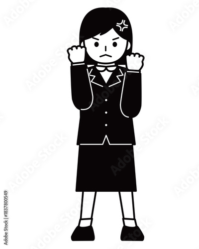 怒って両手を上げる女の子