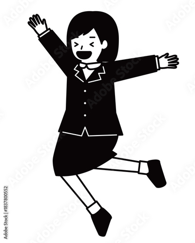 大喜びで跳ねる女の子