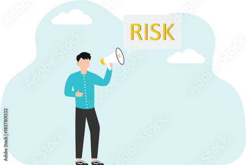 Risky choice of strategy or development path, leadership in prevention unforeseen circumstances, mentoring to solve complex situations, loss of funds in high-risk investments, man warns of risk.
