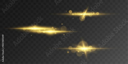 A glowing yellow streak arcs gracefully, scattering tiny sparkling particles along its path. Its vibrant glow adds energy and dynamic flair. vector