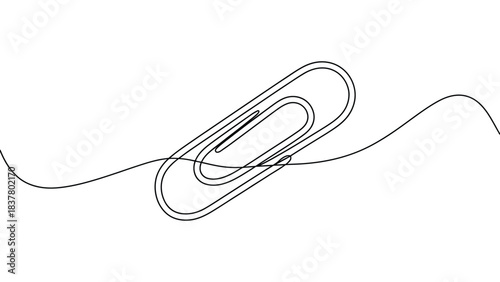  Minimalist line drawing of a paperclip intersected by a curved line—ideal for themes of connection, organization, simplicity, stationery, and elegant graphic design or branding visuals