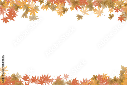 Autumn maple leaves border falling foliage in warm seasonal colors perfect for fall-themed design and decoration EPS vector