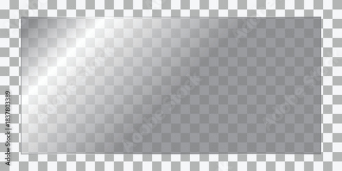 Transparent glass surface with light reflection realistic texture for background or overlay isolated on checkered pattern EPS vector