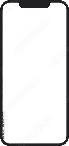 Modern smartphone outline with blank white screen ideal for app mockup and user interface design template