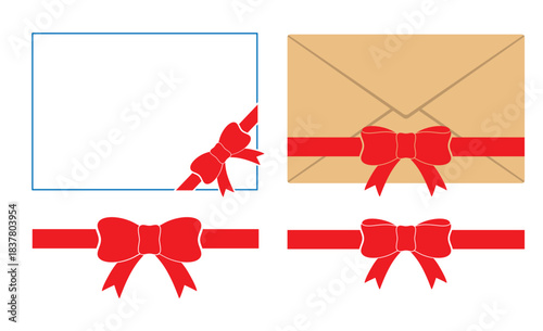 red bow ribbon with letter and envelope icon