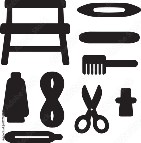 Table Loom and Weaving Accessories Silhouette Bundle.eps
