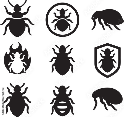 Head Louse Silhouette Icon Set.eps