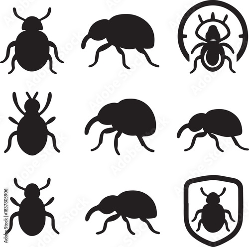 Tableau sur toile Weevil Silhouette Icon Set.eps