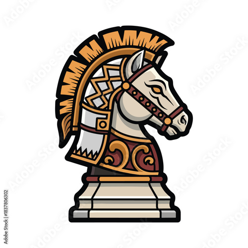 Stylized graphic of a classic chess knight, embodying strategic prowess, regal design, and the spirit of mental sport and competition
