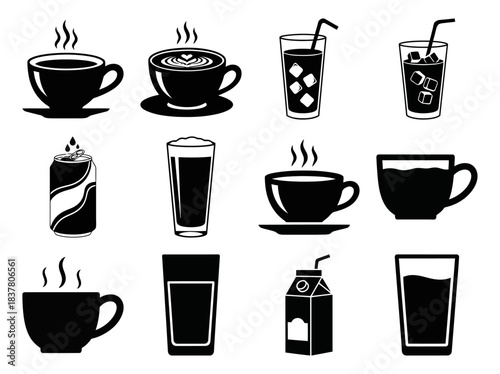 Toast And Drinks Coffee Cup Tea Cup Orange Juice Glass Milk Carton