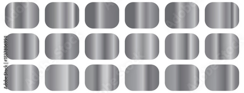 Brilliant background with a silver gradient and metallic texture effect. Silver background texture vector icon seamless pattern. Set of Silver foil texture background. Realistic silver, gradient mesh