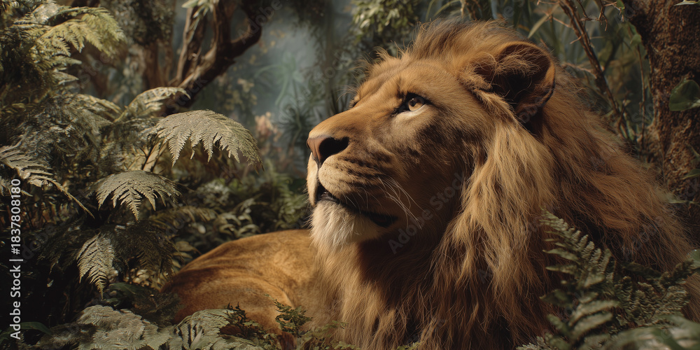 Naklejka premium Lion king of the jungle and power symbol