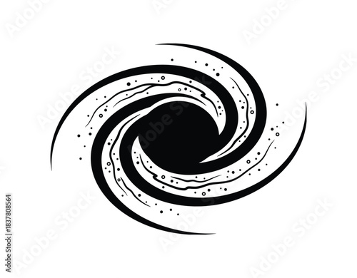 Abstract galaxy black hole with star formation regions, space illustration, universe cosmos vector.