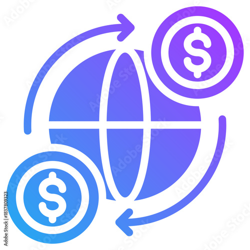 Global economy icon for management crisis, website, application, printing, document, poster design, etc