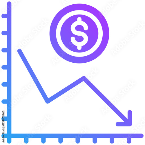 Deflation icon for management crisis, website, application, printing, document, poster design, etc