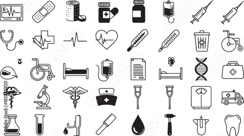 Collection of ten medical nurse icons for healthcare and medicine
