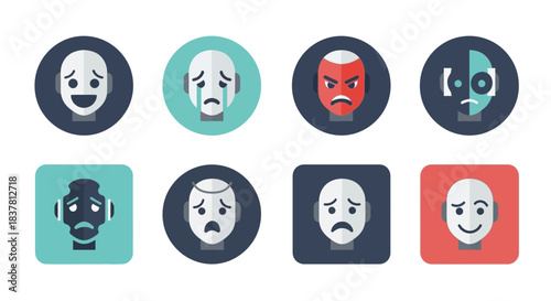 Robot and Avatar Emotion Faces Icons