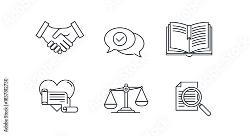 Legal and Justice Line Icons Set