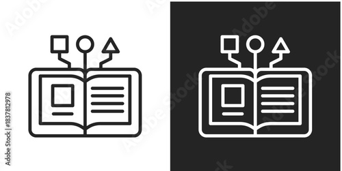 Knowledge Representation Icon In Black And White Line Style