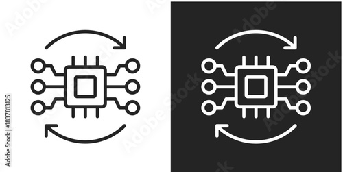 Algorithms Icon In Black And White Line Style