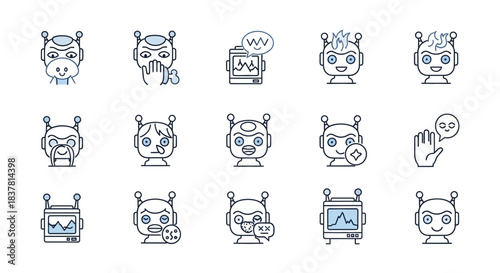 AI Robot Emoticons and Status Icons Set