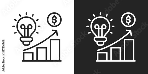 Business Innovation Icon In Black And White Line Style