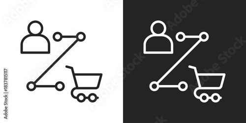 Customer Journey Icon In Black And White Line Style