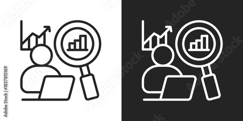Analysis Icon In Black And White Line Style