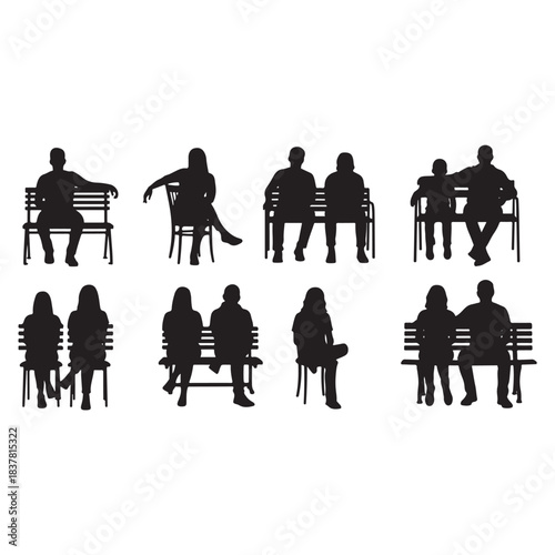 people sitting on bench or chair vector
