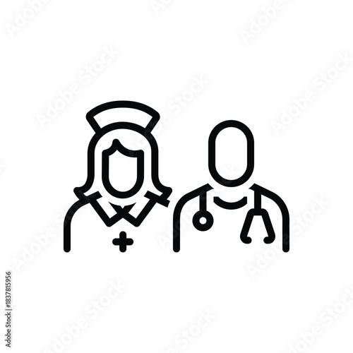 Black line icon for nursing staff