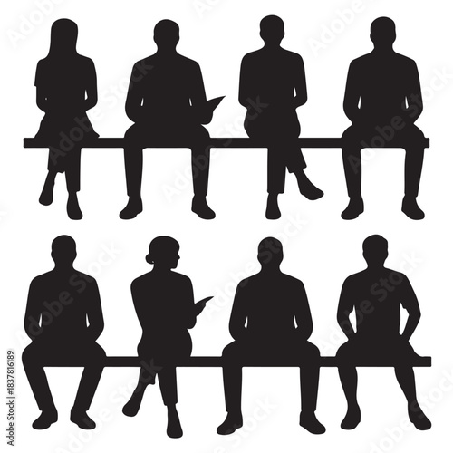 people sitting on bench or chair vector