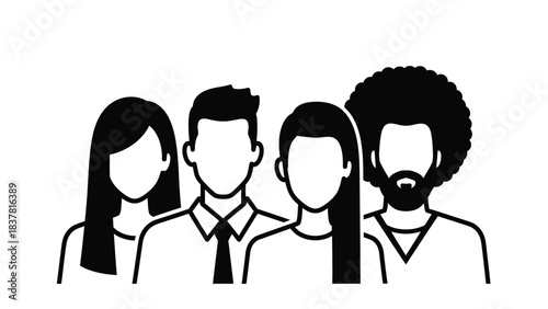 Diverse People Group Avatars Icon Set - Team, Community, or User Profiles Vector Illustration