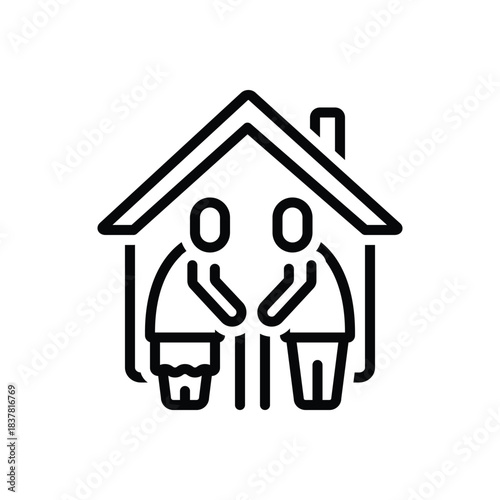 Black line icon for retirement living