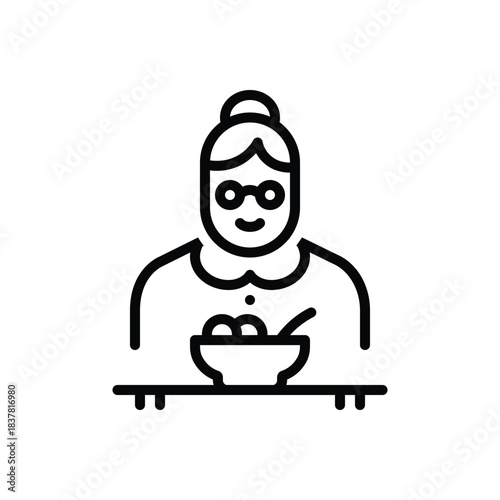 Black line icon for senior nutrition