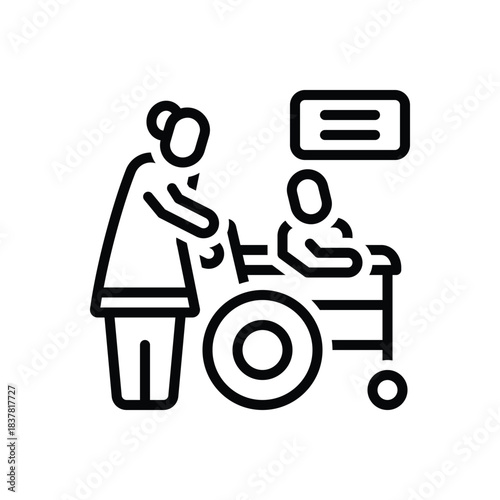 Black line icon for caregiver support