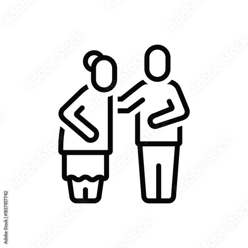 Black line icon for geriatric care