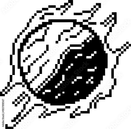 pixel art yin yang sun and moon symbol retro monochrome circular design with flames, balance and harmony illustration