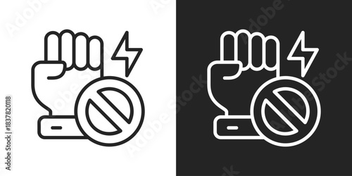 no violence Icon In Black And White Line Style