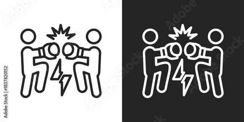rivalry Icon In Black And White Line Style