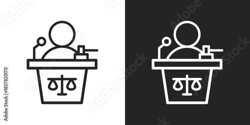 judgement Icon In Black And White Line Style