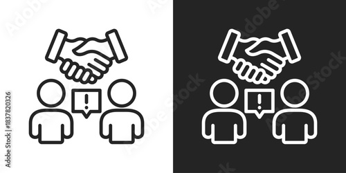 conflict Resolution Icon In Black And White Line Style