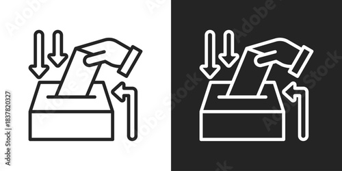 Election Icon In Black And White Line Style