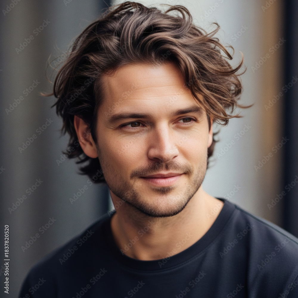 Obraz premium Messy Wavy Medium-Length Style