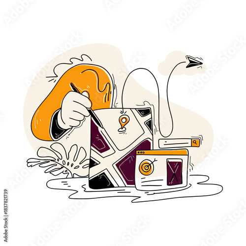 Design digital marketing strategy seo search engine optimization content marketing social media planning and analysis verctor art illustration png